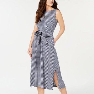 NWOT Anne Klein Floral Embroidered Gingham Dress